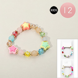 12PCS - Kids Star Faceted Beaded Stretch Bracelets