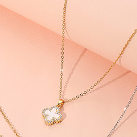 Reversible Stainless Steel Quatrefoil Pendant Necklace
