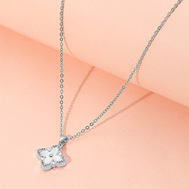 Reversible Stainless Steel Mother of Pearl Clover Pendant Necklace