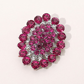 Glass crystal cluster oval brooch