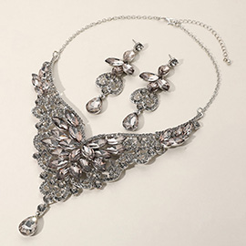 Marquise Cluster Teardrop Stone Pointed Evening Necklace