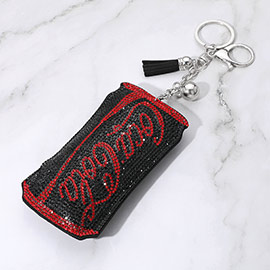 Bling Studded Cola Coke Can Tassel Keychain