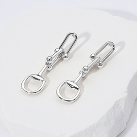 14K Gold Plated Horsebit Industrial Chain Drop Earrings