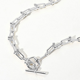 14K Gold Plated Hardware Chain Toggle Necklace