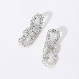 14K Gold Plated CZ  Stone Paved Link Drop Earrings