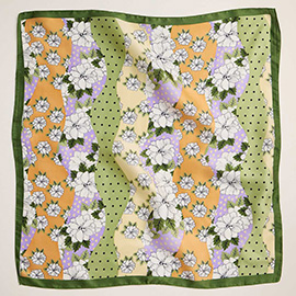 Retro Floral Patchwork Printed Square Silky Satin Scarf
