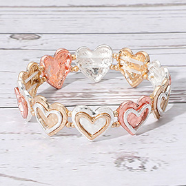 Vintage Metal Heart Stretch Bracelet