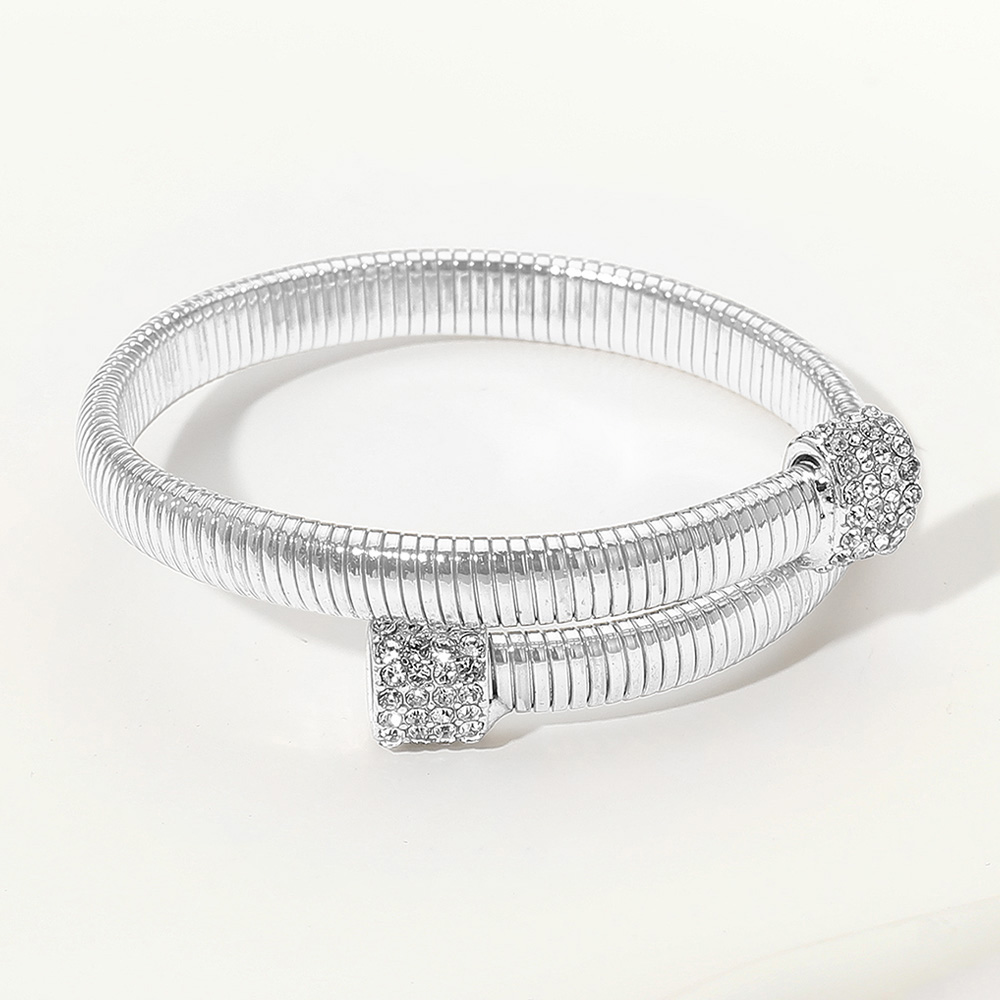 Stone Paved Square Tip Ripped Adjustable Bracelet