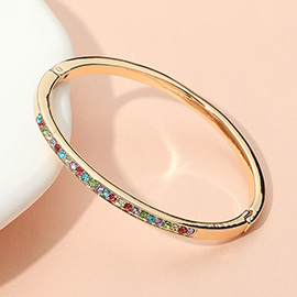 Stone Paved Hinged Bangle Bracelet