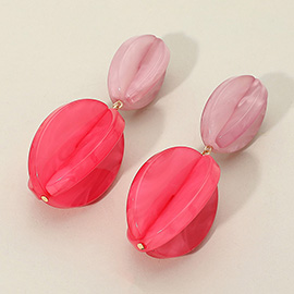 Celluloid Acetate Bold Geometric Flower Bud Dangle Earrings