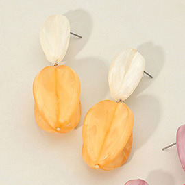 Celluloid Acetate Bold Geometric Flower Bud Dangle Earrings