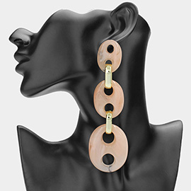 Triple Celluloid Acetate Mariner Link Drop Earrings