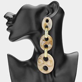 Triple Celluloid Acetate Mariner Link Drop Earrings