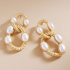 Pearl Accented Twisted Rope Drop Earrings