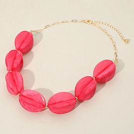 Celluloid Acetate Bold Geometric Flower Bud Beaded Statement Necklace