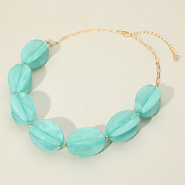 Celluloid Acetate Bold Geometric Flower Bud Beaded Statement Necklace