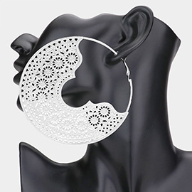 Oversized Metal Filigree Hoop Earrings