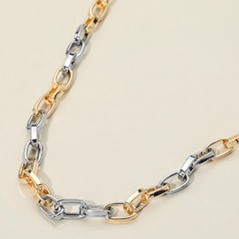 Metal Two Tone Paperclip Chain Necklace