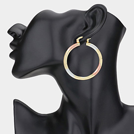 Three Tone Metal Hoop Pin Catch Earrings