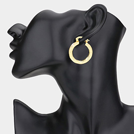 Textured Metal Hoop Pin Catch Earrings