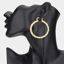 Textured Metal Hoop Pin Catch Earrings