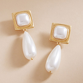 Long Teardrop Pearl Dangle Earrings