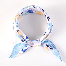 Pastel Meadow Floral Printed Square Silky Satin Scarf