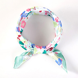 Pastel Meadow Floral Printed Square Silky Satin Scarf
