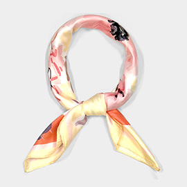 Vintage Floral Bloom Printed Square Silky Satin Scarf