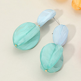 Celluloid Acetate Bold Geometric Flower Bud Dangle Earrings