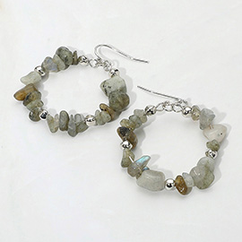 Semi Precious Natural Stone Beaded Ring Dangle Earrings