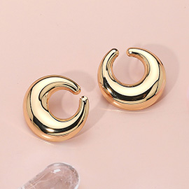 Puffy Metal Crescent Earrings