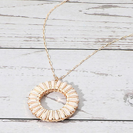 Faceted Beaded Ring Pendant Long Necklace