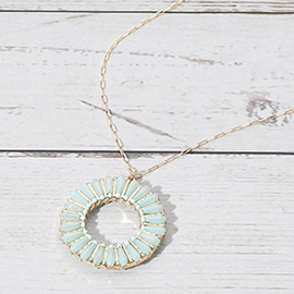 Faceted Beaded Ring Pendant Long Necklace