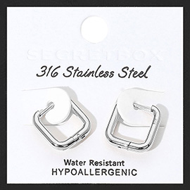 SECRET BOX_Stainless Steel Square Huggie Hoop Earrings