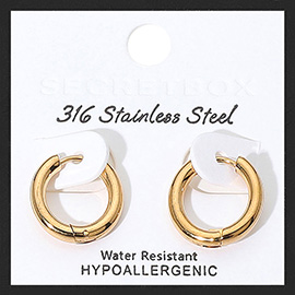 SECRET BOX_Stainless Steel Huggie Hoop Earrings