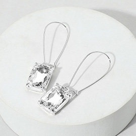 Emerald Cut Stone Dangle Evening Earrings