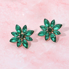 Marquise Stone Cluster Flower Earrings