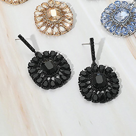 Flower Stone Cluster Drop Evening Earrings