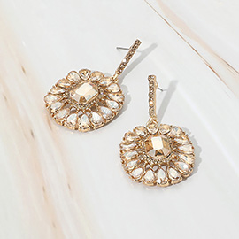 Flower Stone Cluster Drop Evening Earrings