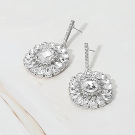 Flower Stone Cluster Drop Evening Earrings