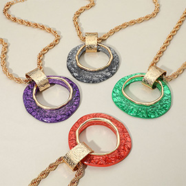 Resin Abstract Ring Pendant Rope Chain Statement Necklace