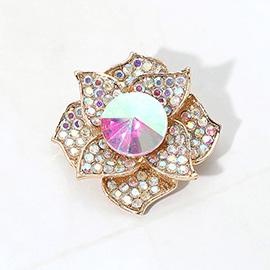 Stone Paved Flower Pin Brooch