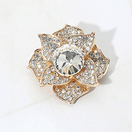 Stone Paved Flower Pin Brooch