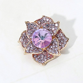Stone Paved Flower Pin Brooch
