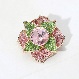 Stone Paved Flower Pin Brooch