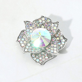 Stone Paved Flower Pin Brooch