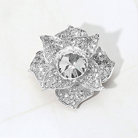 Stone Paved Flower Pin Brooch
