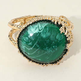 Bold Resin Stone Hinged Bangle Bracelet