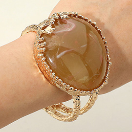 Bold Resin Stone Hinged Bangle Bracelet